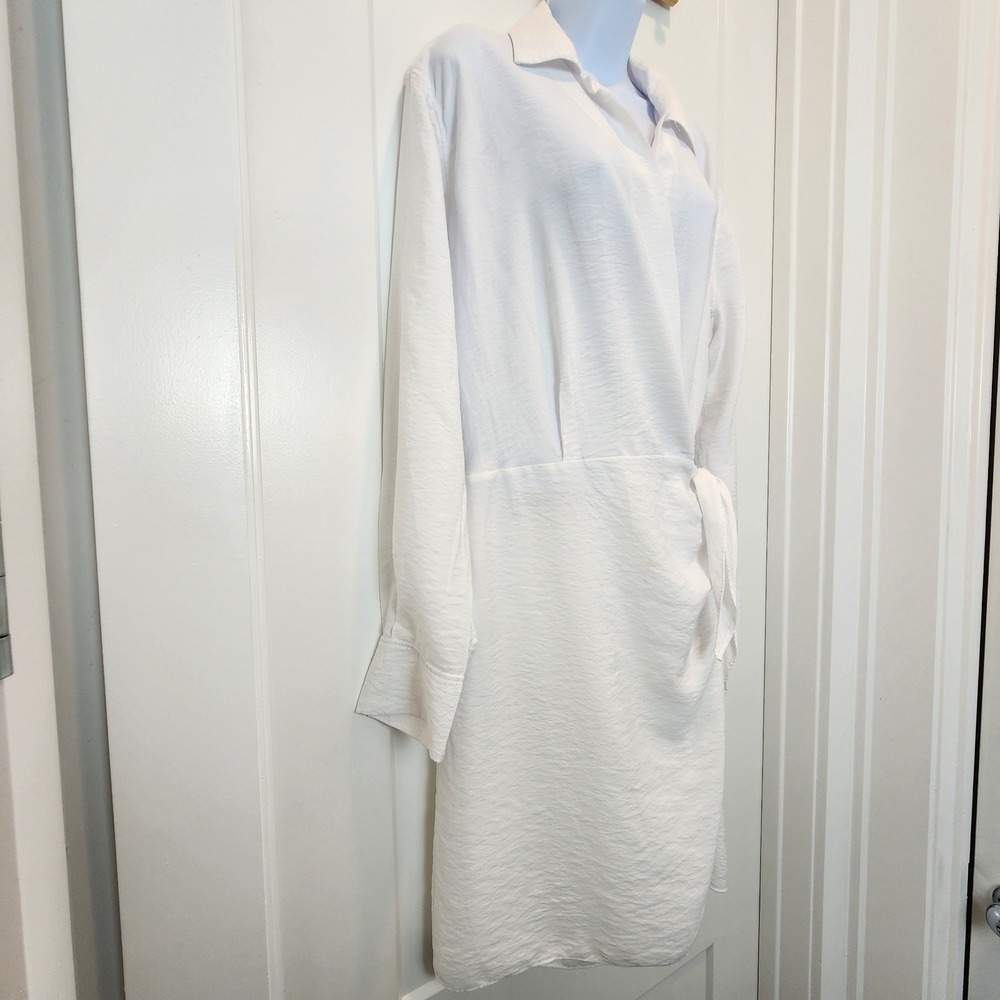 Vince White Wrap Shirt Dress XL Long Sleeve Quiet Luxury Minimalist‎ Resortwear - Picture 3 of 16